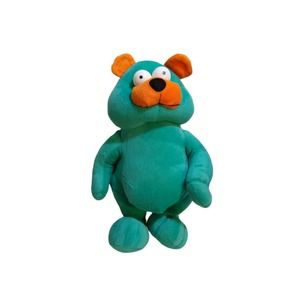 Carousel plush cat or dog vintage turquoise 15"